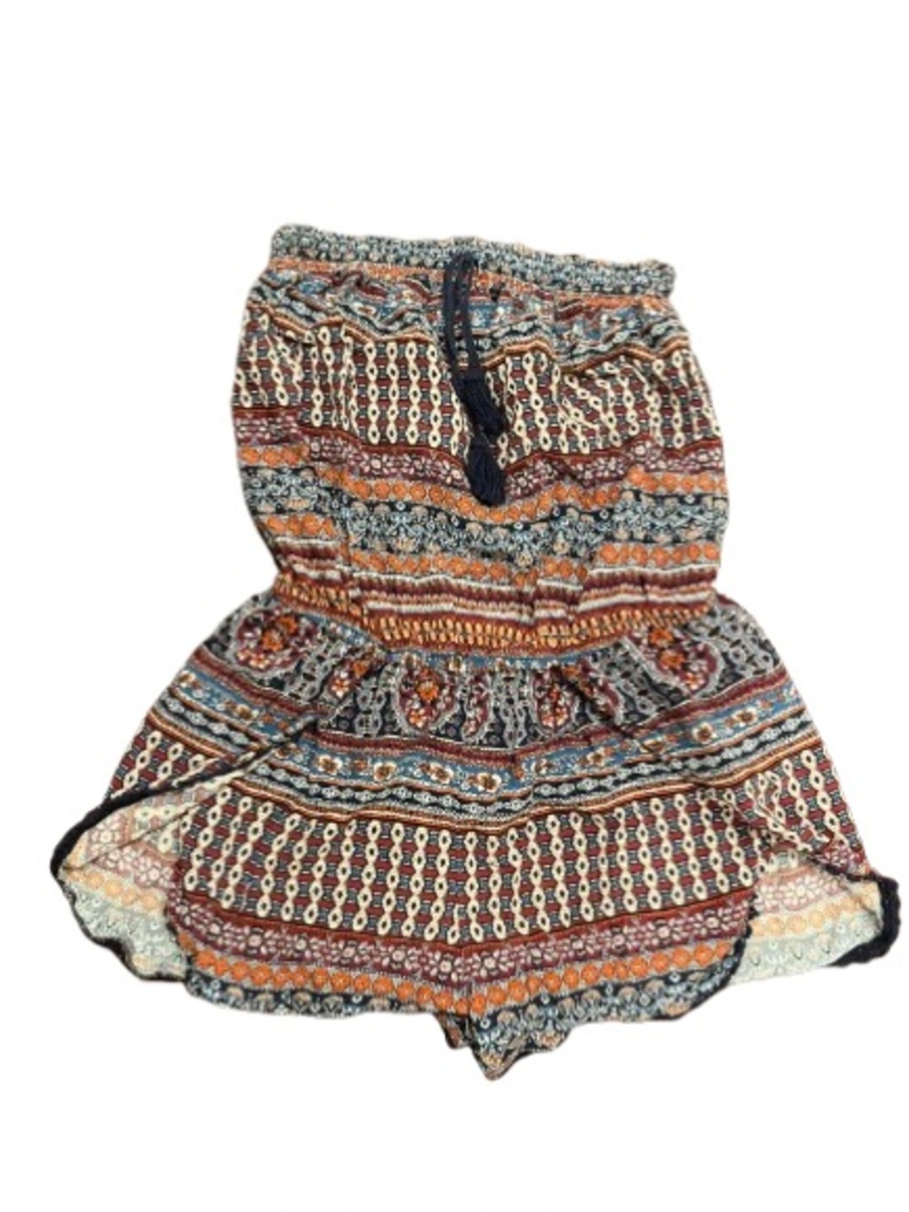 Socialite Multicolor Boho Strapless Smocked Romper